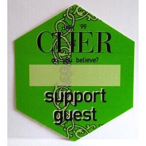 Cher Do You Believe Backstage Pass Original Vintage 1999 Tour Green Cloth Fabric